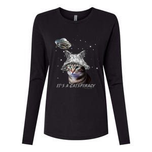 Funny Tinfoil Hat Cat Lover Womens Cotton Relaxed Long Sleeve T-Shirt