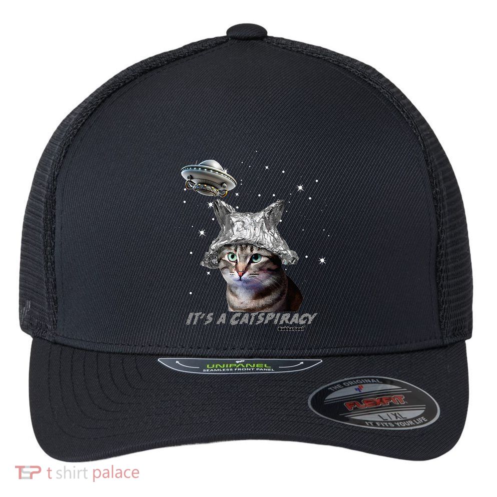 Funny Tinfoil Hat Cat Lover Flexfit Unipanel Trucker Cap