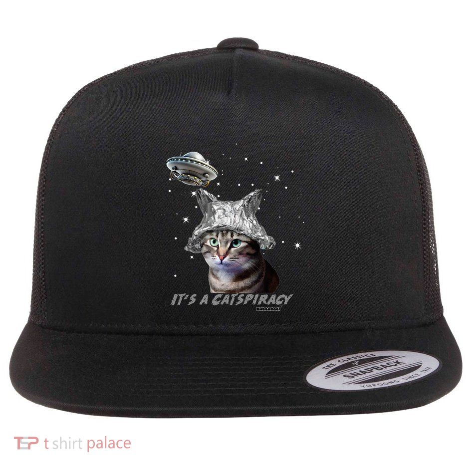 Funny Tinfoil Hat Cat Lover Flatbill Hat