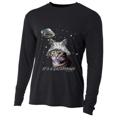Funny Tinfoil Hat Cat Lover Cooling Performance Long Sleeve Crew