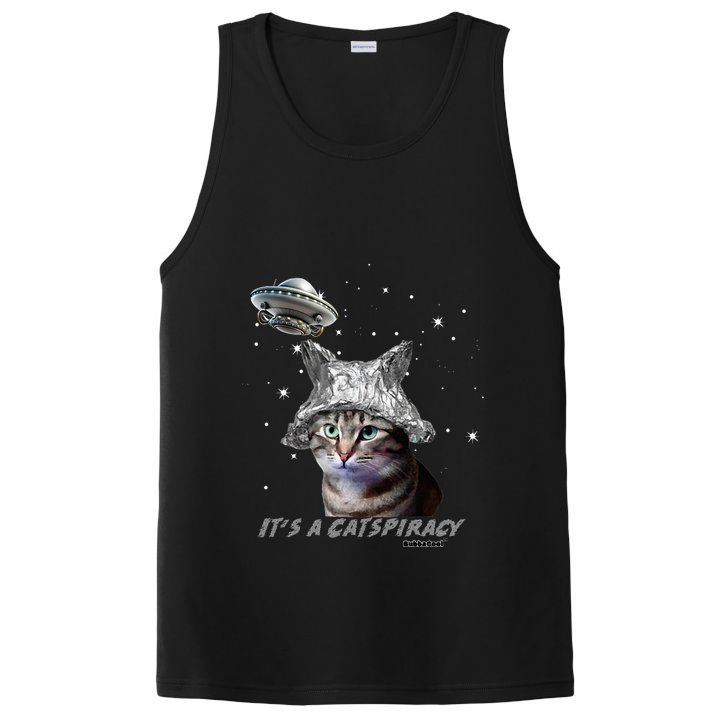 Funny Tinfoil Hat Cat Lover PosiCharge Competitor Tank