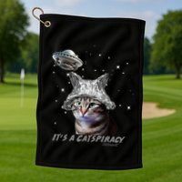 Funny Tinfoil Hat Cat Lover Golf Towel