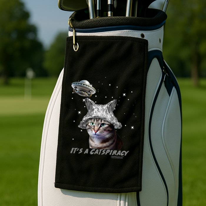 Funny Tinfoil Hat Cat Lover Golf Towel