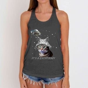 Funny Tinfoil Hat Cat Lover Women's Knotted Racerback Tank