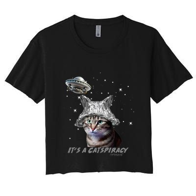 Funny Tinfoil Hat Cat Lover Crop Top