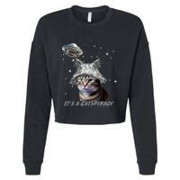 Funny Tinfoil Hat Cat Lover Cropped Pullover Crew