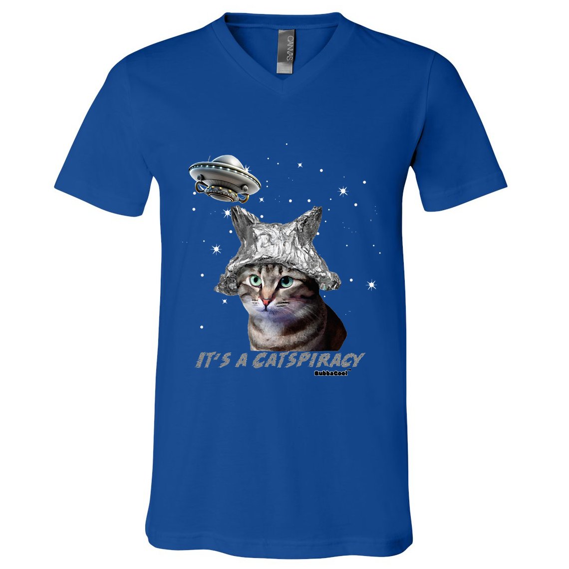 Funny Tinfoil Hat Cat Lover V-Neck T-Shirt