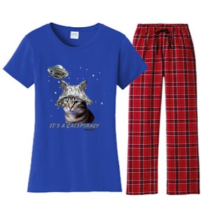 Funny Tinfoil Hat Cat Lover Women's Flannel Pajama Set