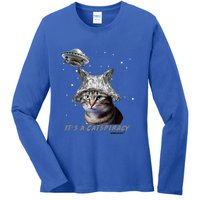 Funny Tinfoil Hat Cat Lover Ladies Long Sleeve Shirt