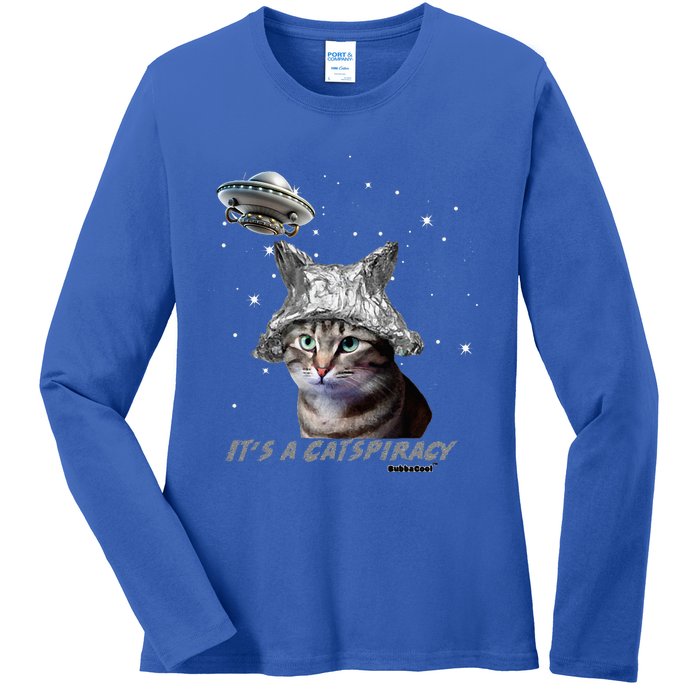 Funny Tinfoil Hat Cat Lover Ladies Long Sleeve Shirt