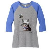 Funny Tinfoil Hat Cat Lover Women's Tri-Blend 3/4-Sleeve Raglan Shirt