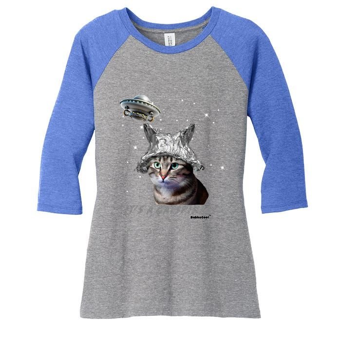 Funny Tinfoil Hat Cat Lover Women's Tri-Blend 3/4-Sleeve Raglan Shirt