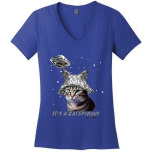 Funny Tinfoil Hat Cat Lover Women's V-Neck T-Shirt