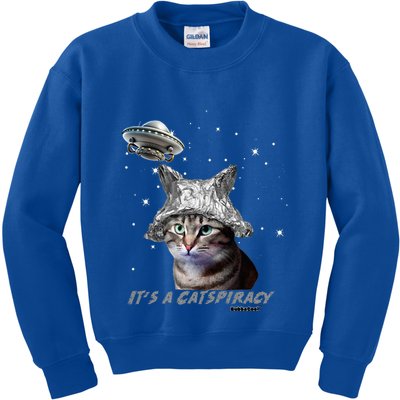 Funny Tinfoil Hat Cat Lover Kids Sweatshirt