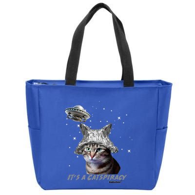 Funny Tinfoil Hat Cat Lover Zip Tote Bag