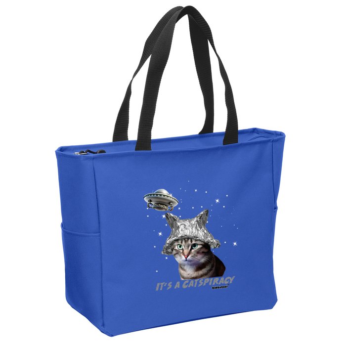 Funny Tinfoil Hat Cat Lover Zip Tote Bag