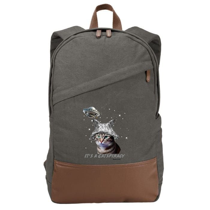 Funny Tinfoil Hat Cat Lover Cotton Canvas Backpack