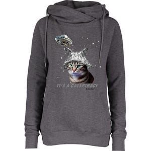 Funny Tinfoil Hat Cat Lover Womens Funnel Neck Pullover Hood