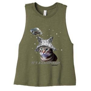 Funny Tinfoil Hat Cat Lover Women's Racerback Cropped Tank