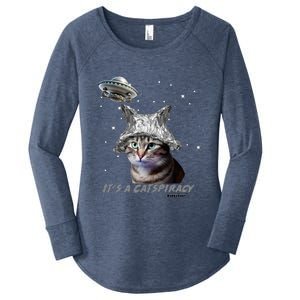 Funny Tinfoil Hat Cat Lover Women's Perfect Tri Tunic Long Sleeve Shirt