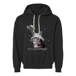 Funny Tinfoil Hat Cat Lover Garment-Dyed Fleece Hoodie