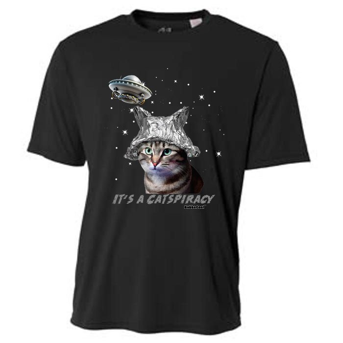 Funny Tinfoil Hat Cat Lover Cooling Performance Crew T-Shirt