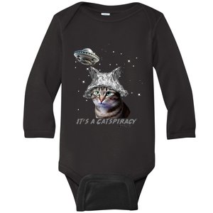 Funny Tinfoil Hat Cat Lover Baby Long Sleeve Bodysuit