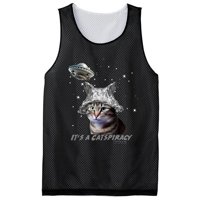 Funny Tinfoil Hat Cat Lover Mesh Reversible Basketball Jersey Tank