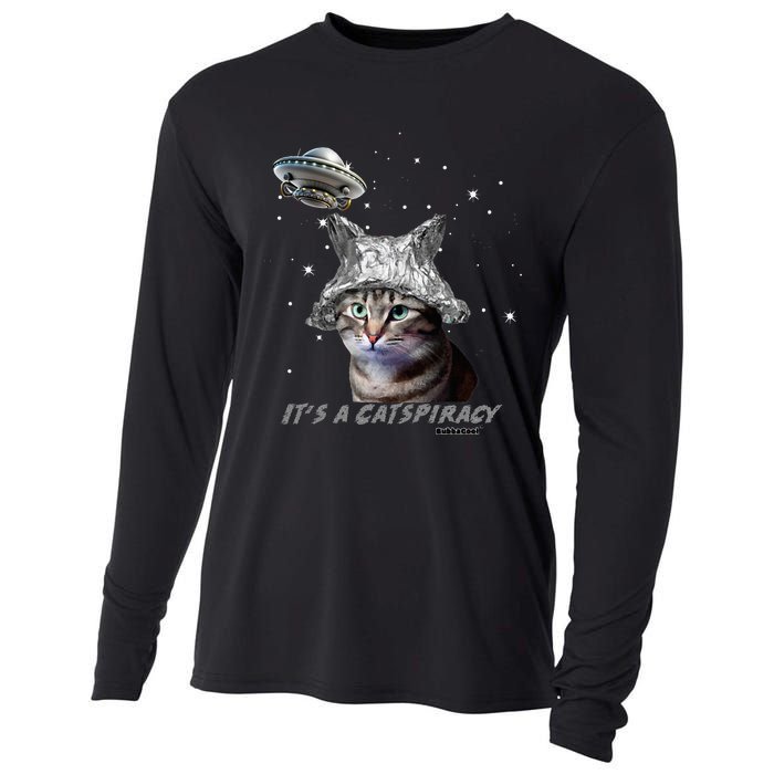 Funny Tinfoil Hat Cat Lover Cooling Performance Long Sleeve Crew