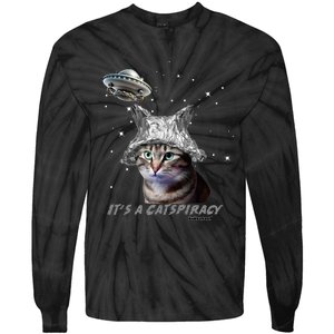 Funny Tinfoil Hat Cat Lover Tie-Dye Long Sleeve Shirt