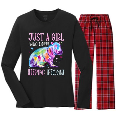 Fiona The Hippo Baby Love Hippo Fiona Women's Long Sleeve Flannel Pajama Set 