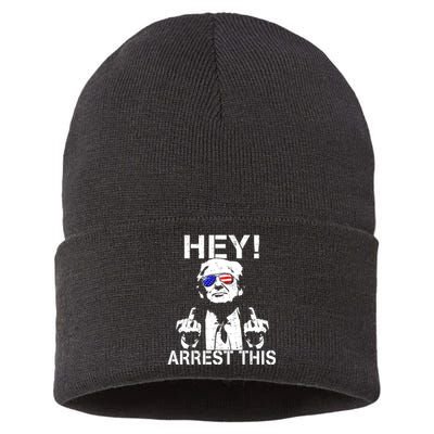 Funny Trump Hey Arrest This Sustainable Knit Beanie