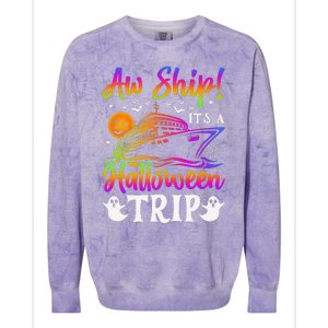 Funny Trip Halloween Cruise Squad Family 2024 Cruising Crew Colorblast Crewneck Sweatshirt