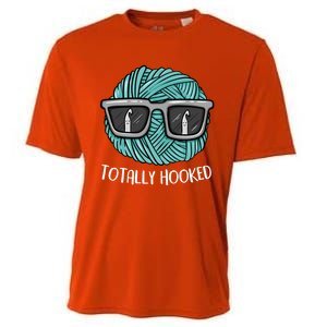 Funny Totally Hooked Crochet Lover Gift Crocheting Funny Gift Cooling Performance Crew T-Shirt