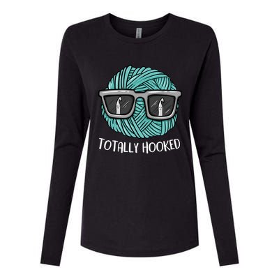 Funny Totally Hooked Crochet Lover Gift Crocheting Funny Gift Womens Cotton Relaxed Long Sleeve T-Shirt