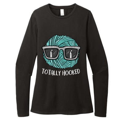 Funny Totally Hooked Crochet Lover Gift Crocheting Funny Gift Womens CVC Long Sleeve Shirt