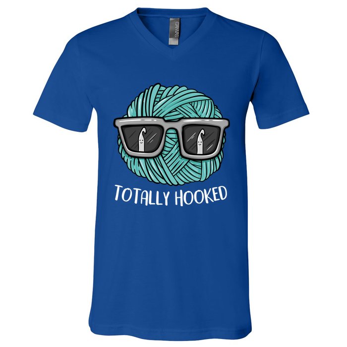 Funny Totally Hooked Crochet Lover Gift Crocheting Funny Gift V-Neck T-Shirt