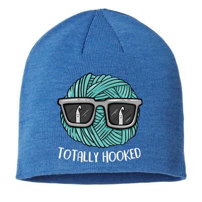 Funny Totally Hooked Crochet Lover Gift Crocheting Funny Gift Sustainable Beanie