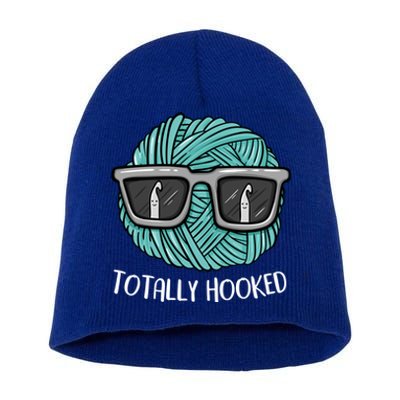 Funny Totally Hooked Crochet Lover Gift Crocheting Funny Gift Short Acrylic Beanie