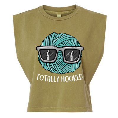 Funny Totally Hooked Crochet Lover Gift Crocheting Funny Gift Garment-Dyed Women's Muscle Tee