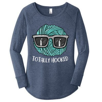 Funny Totally Hooked Crochet Lover Gift Crocheting Funny Gift Women's Perfect Tri Tunic Long Sleeve Shirt