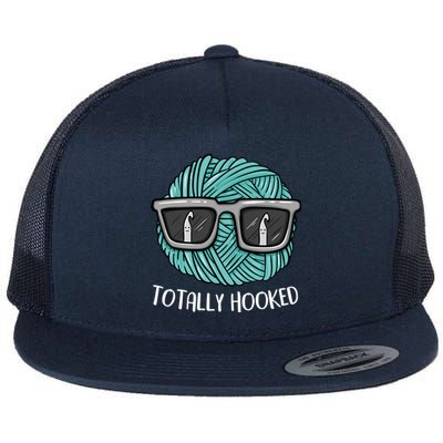 Funny Totally Hooked Crochet Lover Gift Crocheting Funny Gift Flat Bill Trucker Hat