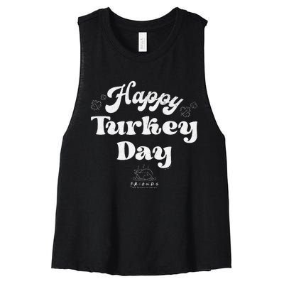 Friends Thanksgiving Happy Turkey Day Vintage Text Women's Racerback Cropped Tank