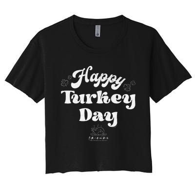 Friends Thanksgiving Happy Turkey Day Vintage Text Women's Crop Top Tee