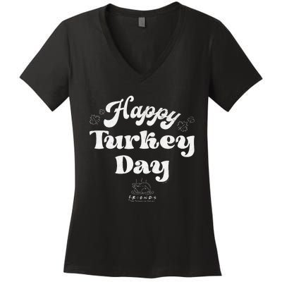 Friends Thanksgiving Happy Turkey Day Vintage Text Women's V-Neck T-Shirt