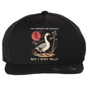 Funny The Horrors Are Endless But I Stay Silly Goose Meme Wool Snapback Cap