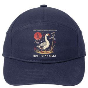 Funny The Horrors Are Endless But I Stay Silly Goose Meme 7-Panel Snapback Hat