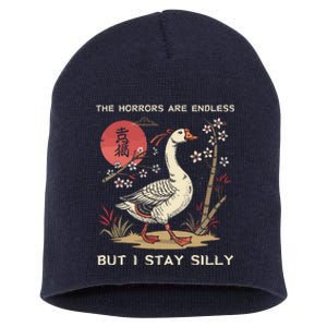 Funny The Horrors Are Endless But I Stay Silly Goose Meme Short Acrylic Beanie