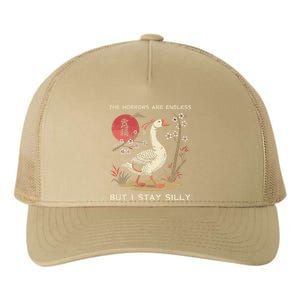 Funny The Horrors Are Endless But I Stay Silly Goose Meme Yupoong Adult 5-Panel Trucker Hat