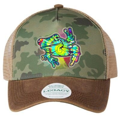 Funny Trippy Hippie Psychedelic Peace Frog Legacy Tie Dye Trucker Hat